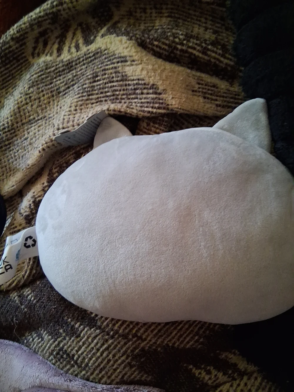 Gray Plush Cat Pillow - Soft Decorative Pet Cushion